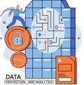Data management metaphor, data center, business protection, rational storage of information, digital privacy Royalty Free Stock Photo