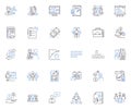 Data management line icons collection. Organization, Storage, Retrieval, Analysis, Processing, Security, Governance