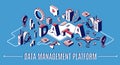 Data management platform, dmp isometric banner Royalty Free Stock Photo
