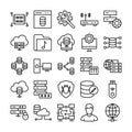 Data Management and Server icons pack consist with Data backup, data recovery, data sharing, data transfer, file transfer, Comput Royalty Free Stock Photo