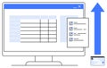 Data Management and Task Completion Visualized on Computer Screen with Checklist and Growth Arrow Royalty Free Stock Photo