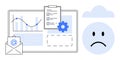 Data Management and Digital Communication Concept with Analytics and Cloud Sad Face Royalty Free Stock Photo