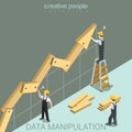 Data manipulation statistics graphic flat isometric vector 3d