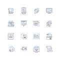 Data manipulation tool line icons collection. Transform, Analyze, Extract, Filter, Aggregate, Merge, Sort vector and