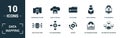 Data Mapping icon set. Monochrome sign collection with data structure, file management, update, system monitoring and over icons.