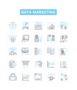 Data marketing vector line icons set. Data, Marketing, Analytics, Automation, Email, Social, Segmentation illustration