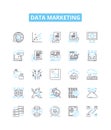 Data marketing vector line icons set. Data, Marketing, Analytics, Automation, Email, Social, Segmentation illustration Royalty Free Stock Photo