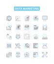 Data marketing vector line icons set. Data, Marketing, Analytics, Automation, Email, Social, Segmentation illustration