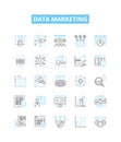 Data marketing vector line icons set. Data, Marketing, Analytics, Automation, Email, Social, Segmentation illustration Royalty Free Stock Photo