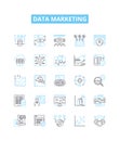 Data marketing vector line icons set. Data, Marketing, Analytics, Automation, Email, Social, Segmentation illustration