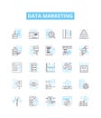 Data marketing vector line icons set. Data, Marketing, Analytics, Automation, Email, Social, Segmentation illustration