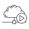 Data media exchange cloud icon, protect info storage, database computer technology information outline flat vector illustration, Royalty Free Stock Photo