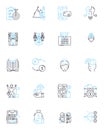 Data metrics linear icons set. Analytics, Metrics, Statistics, KPIs, Quantitative, Analysis, Measures line vector and