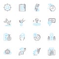 Data metrics linear icons set. Analytics, Metrics, Statistics, KPIs, Quantitative, Analysis, Measures line vector and