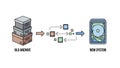 Old Archive to New System: Data Migration Illustration Royalty Free Stock Photo