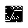 Data mining analytics black glyph icon