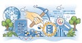 Data mining as sorting large digital information amount outline hands concept