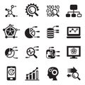 Data mining, Database, Data analysis icons set