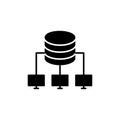Data mining icon set. Computing Server Data Analysis in a black filled and outlined style Royalty Free Stock Photo