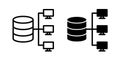 Data mining icon set. Computing Server Data Analysis in a black filled and outlined style Royalty Free Stock Photo