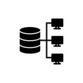Data mining icon set. Computing Server Data Analysis in a black filled and outlined style Royalty Free Stock Photo