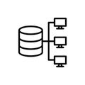 Data mining icon set. Computing Server Data Analysis in a black filled and outlined style Royalty Free Stock Photo