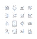 Data mining line icons collection. Association, Classification, Clustering, Correlation, Decision, Detection, Extraction