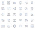 Data Mining line icons collection. Extraction, Analysis, Machine learning, Big data, Clustering, Classification