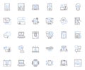 Data Mining line icons collection. Extraction, Analysis, Machine learning, Big data, Clustering, Classification