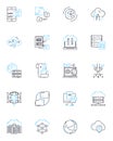 Data mining linear icons set. Analysis, Clustering, Correlation, Decision, Discovery, Extraction, Association line