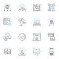 Data mining linear icons set. Analysis, Clustering, Correlation, Decision, Discovery, Extraction, Association line