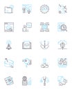 Data mining linear icons set. Association, Clustering, Correlation, Classification, Extraction, Integration