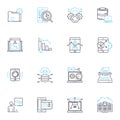 Data mining linear icons set. Association, Clustering, Correlation, Classification, Extraction, Integration