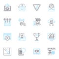 Data mining linear icons set. Clustering, Association, Regression, Classification, Outlier, Supervised, Unsupervised