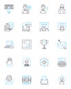 Data mining linear icons set. Clustering, Association, Regression, Classification, Outlier, Supervised, Unsupervised