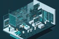 data mining operation, with teams of data miners analyzing massive amounts of structured and unstructured data Royalty Free Stock Photo
