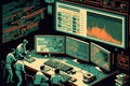data mining operation, with teams of data miners analyzing massive amounts of structured and unstructured data Royalty Free Stock Photo
