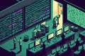 data mining operation, with teams of data miners analyzing massive amounts of structured and unstructured data Royalty Free Stock Photo
