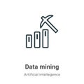 Data mining outline vector icon. Thin line black data mining icon, flat vector simple element illustration from editable Royalty Free Stock Photo