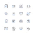 Data mining software line icons collection. Clustering, Association, Classification, Prediction, Machine Learning, Text Royalty Free Stock Photo