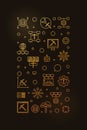 Data Mining vertical golden outline banner. Database Analytics concept illustration