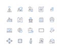 Data modeling line icons collection. Database, Information, Analysis, Design, Schema, Relationship, Entity vector and