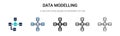 Data modelling icon in filled, thin line, outline and stroke style. Vector illustration of two colored and black data modelling