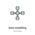 Data modelling outline vector icon. Thin line black data modelling icon, flat vector simple element illustration from editable