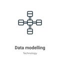 Data modelling outline vector icon. Thin line black data modelling icon, flat vector simple element illustration from editable Royalty Free Stock Photo