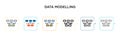 Data modelling vector icon in 6 different modern styles. Black, two colored data modelling icons designed in filled, outline, line
