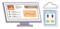 Data Monitoring and Analysis Display with Charts and Cloud Storage Elements for Visualization Royalty Free Stock Photo