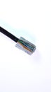 Data network cable, LAN cable, white background, macro photography Royalty Free Stock Photo