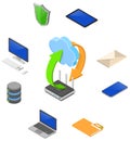 Data Network Cloud Computing Technology Isometric Royalty Free Stock Photo