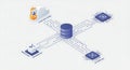 Data Network Connecting Cloud and Ai Services Illustration